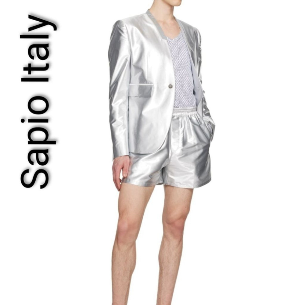 Ultra Rare Italian luxury brand-Sapio N° 42 Silver Metallic Shorts Adult size S